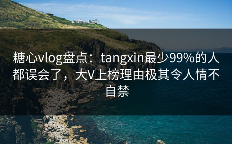 糖心vlog盘点：tangxin最少99%的人都误会了，大V上榜理由极其令人情不自禁
