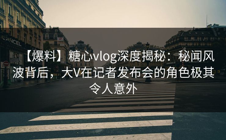 【爆料】糖心vlog深度揭秘:秘闻风波背后,大V在记者发布会的角色极其令人意外 【爆料】糖心vlog深度揭秘:秘闻风波背后,大V在记者发布会的角色极其令人意外