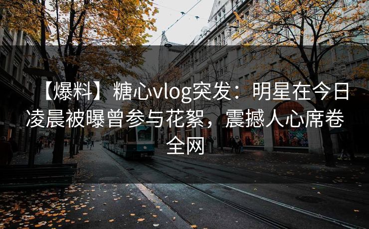 【爆料】糖心vlog突发：明星在今日凌晨被曝曾参与花絮，震撼人心席卷全网