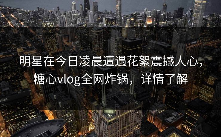 明星在今日凌晨遭遇花絮震撼人心，糖心vlog全网炸锅，详情了解