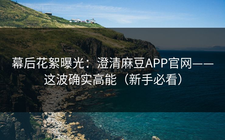 幕后花絮曝光：澄清麻豆APP官网——这波确实高能（新手必看）